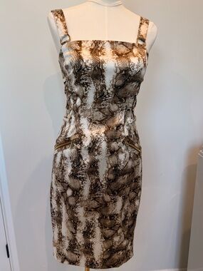 Cache Snakeskin print cocktail dress size 2